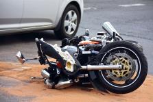 Crashed motorcycle after an accident in Burlingame
